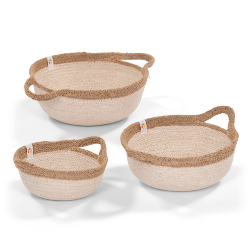 Set Of 3 Jute Handled Bowls