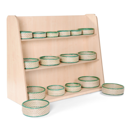 High Level Shelving Unit with Green Trim Basket Set