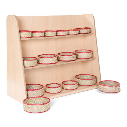 High Level Shelving Unit with Red Trim Basket Set