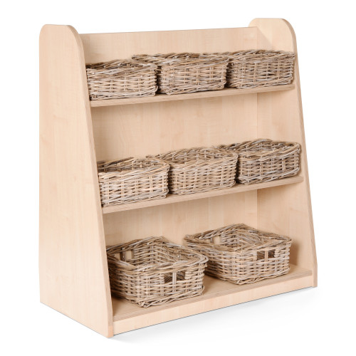 Mid Level Shelving Unit with Rattan Basket Set