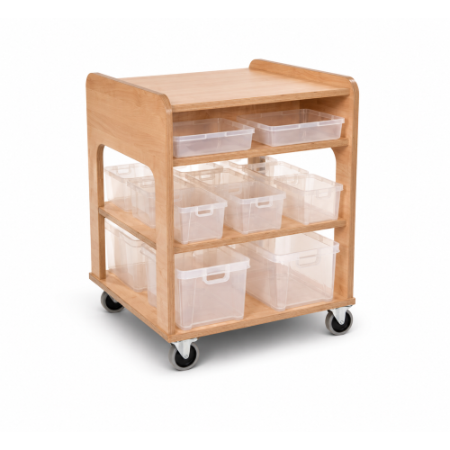 Mobile Resource Trolley High with Transparent Plastic Storage Set (with RTHIGH)
