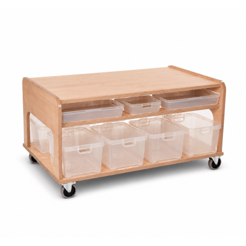 Molbile Resource Trolley Low with Transparent Plastic Storage Set