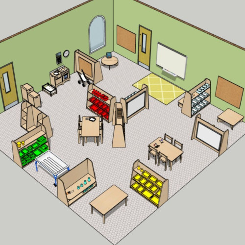 Small Complete Classroom 4-5yrs CAD Image Sideveiw