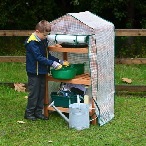 Wooden Greenhouse with Storage Set