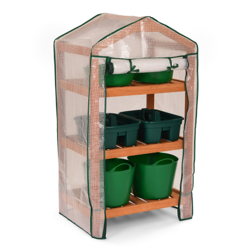 Wooden Greenhouse with Storage Set