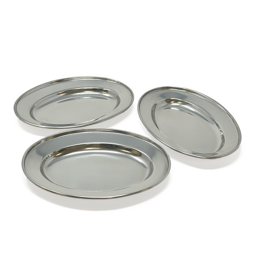 Set of Stainless Steel Oval Plates