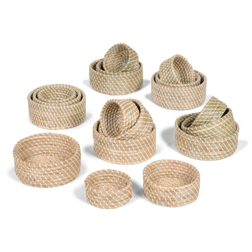 High Level Natural Round Basket Set