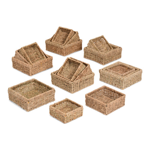High Level Square Seagrass Basket Set