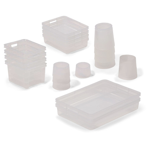 Mid Level Plastic Storage Set with Pots Transparent