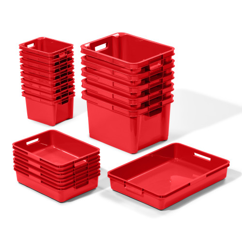High Level Plastic Storage Set Red