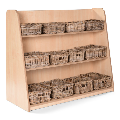 High Level Shelving Unit with Rattan Basket Set