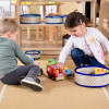 Mid Level Blue Trim Round Basket Storage Set