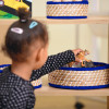 Set of Round Blue Trim Baskets