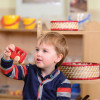 Set of Round Red Trim Baskets
