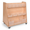 Mobile Double Sided Shelving Unit with Plastic & Seagrass Storage Set